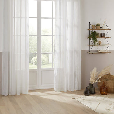HAYA – Stribet gardin i hørlook, hvid - EasyGardin