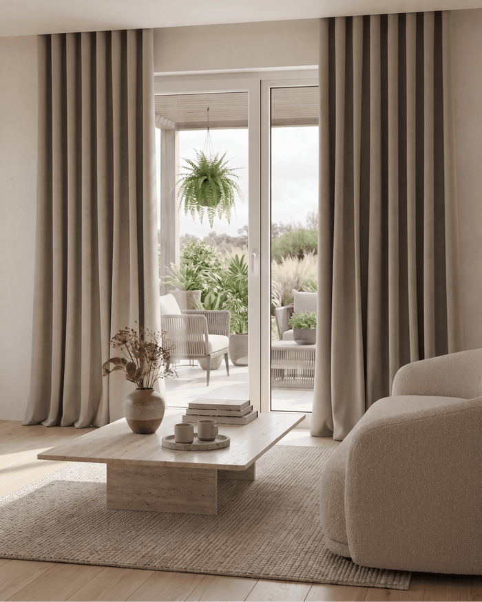 NOVA - Wave Mørklægningsgardin, Varm Beige – wavegardin
